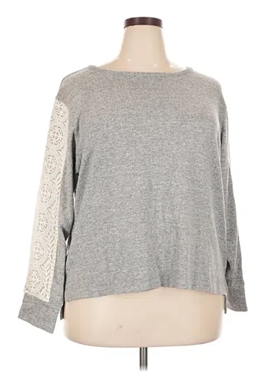 Pre-owned Flora Nikrooz Long Sleeve Top Gray Crew Neck Tops