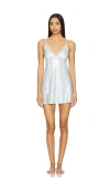 Flora Nikrooz Madelyn Lace Trim Satin Charmeuse Chemise In Light Blue