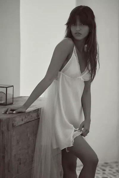 Flora Nikrooz Madelyn Lace-trim Charmeuse Chemise In White