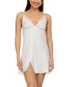Flora Nikrooz Madelyn Lace Trim Satin Charmeuse Chemise In Ivory