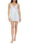 Flora Nikrooz Madelyn Lace Trim Satin Charmeuse Chemise In Light Blue