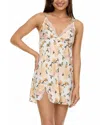 Flora Nikrooz Madelyn Lace Trim Print Charmeuse Chemise In Ivory