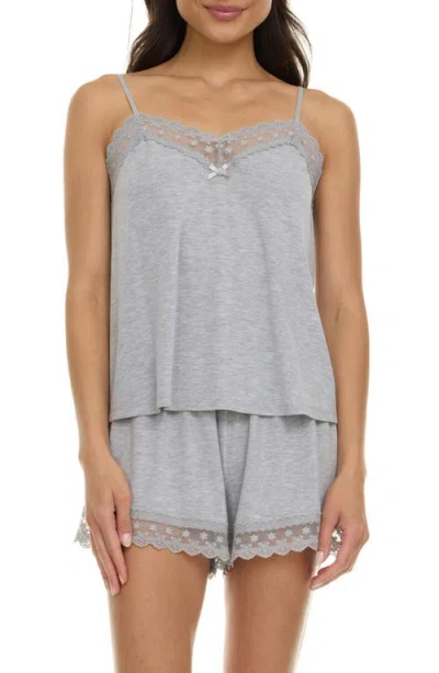 Flora Nikrooz Maven Lace Trim Jersey Short Pajamas In Gray
