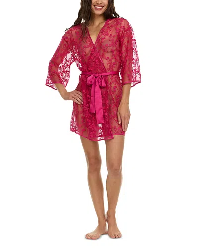 Flora Nikrooz Meg Embroidered Wrap Robe In Magenta