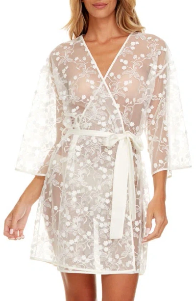 Flora Nikrooz Meg Floral Embroidered Tulle Wrap In Ivory