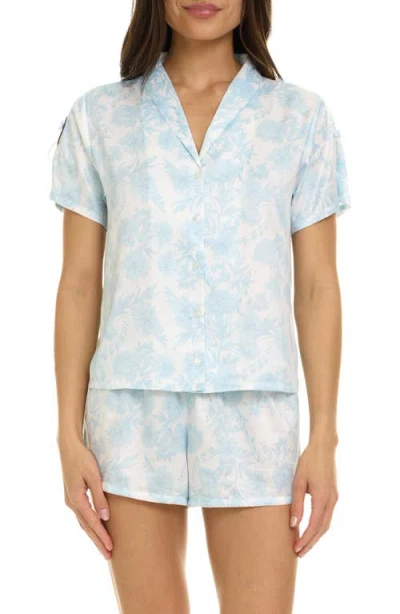 Flora Nikrooz Odessa Floral Satin Pajamas In Blue
