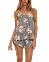 Flora Nikrooz Petunia Floral Print Short Camisole Pajamas In Gray