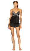 Flora Nikrooz Rosa Charmeuse Shortset W Embroidery Trim In Black