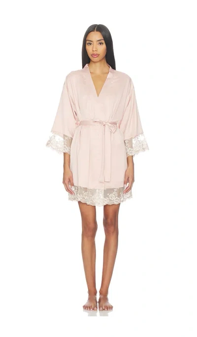 Flora Nikrooz Rosa Kimono Wrap With Embroidery In Smokey Rose