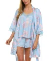 Flora Nikrooz Sabrina 3-piece Travel Pajama Set In Blue