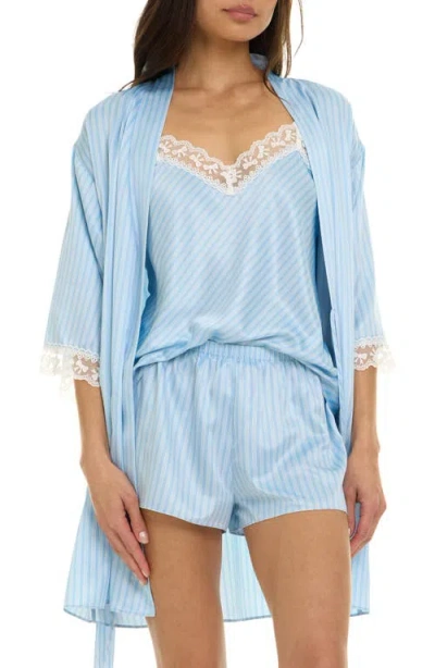 Flora Nikrooz Sabrina Striped 3-piece Pajama Set In Blue