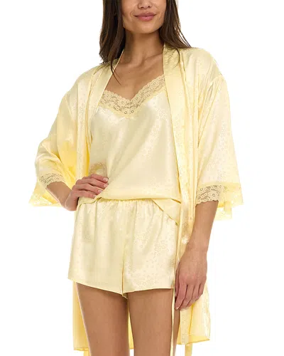 Flora Nikrooz Sabrina Cami, Shorts & Robe Travel Set In Yellow