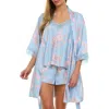 Flora Nikrooz Sabrina 3-piece Travel Pajama Set In Mid Blue