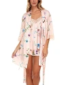 Flora Nikrooz Sabrina Floral Print Satin Short Pajamas & Robe Set In Peach