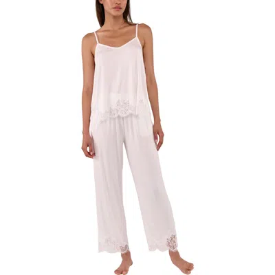 Flora Nikrooz Sarafina Lace Trim Jersey Pajamas In White