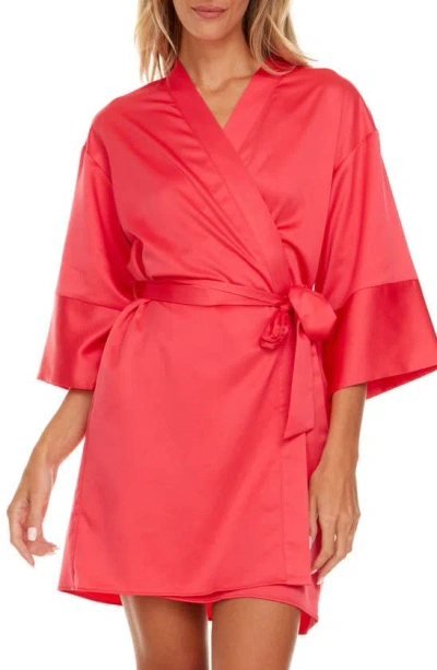 Flora Nikrooz Sasha Lace Trim Satin Wrap In Flamingo