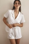 Flora Nikrooz Satin Pearl Short-sleeve Pajama Set In White
