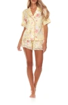 Flora Nikrooz Selena Floral Satin Short Pajamas In Citrus