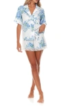 Flora Nikrooz Selena Printed Satin Pajama Set In Ivory