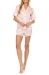 Flora Nikrooz Selena Floral Satin Short Pajamas In Light Pink