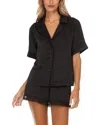 Flora Nikrooz Selena Satin Short Pajama Set In Black