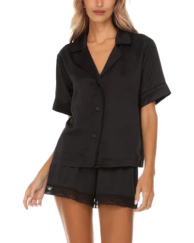 Flora Nikrooz Selena Satin Short Pajama Set In Black