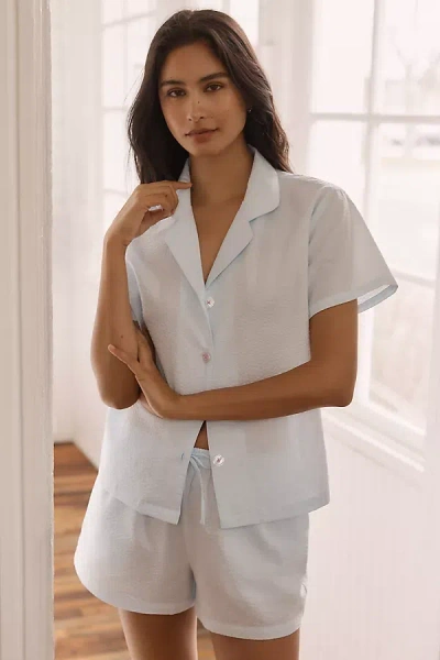 Flora Nikrooz Serina Crinkle Cotton Shorts Pajama Set In Blue