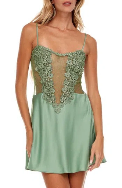 Flora Nikrooz Showstopper Charmeuse Chemise In Green