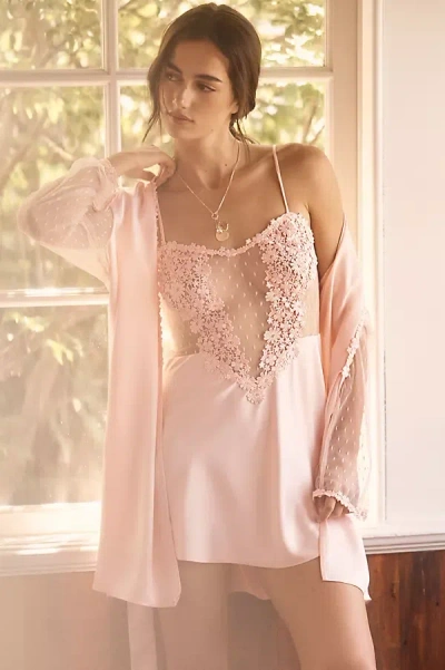 Flora Nikrooz Showstopper Long-sleeve Lace-back Cover-up In Pink