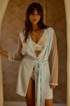 Flora Nikrooz Showstopper Long-sleeve Lace-back Cover-up In Blue