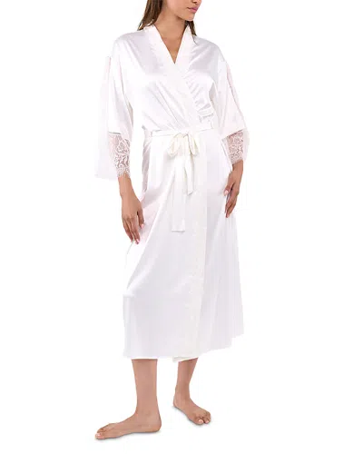Flora Nikrooz Skyler Lace Trim Satin Robe In Gray