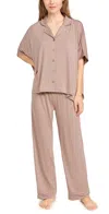 Flora Nikrooz Solid Knit Caftan Pj Set Oatmeal In Oatmeal