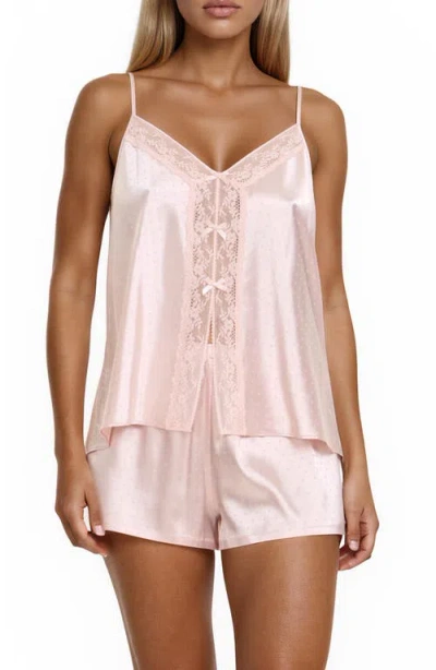 Flora Nikrooz Tiana Swiss Dot Satin Short Pajamas In Pink