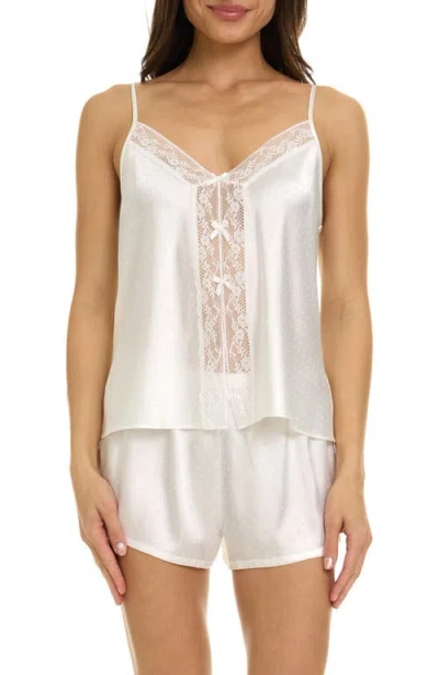 Flora Nikrooz Tiana Swiss Dot Satin Short Pajamas In White