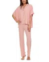 Flora Nikrooz Solid Knit Caftan Pj Set Pink In Pink