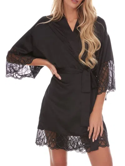 Flora Nikrooz Women's Gabby Lace Belted Robe In Black