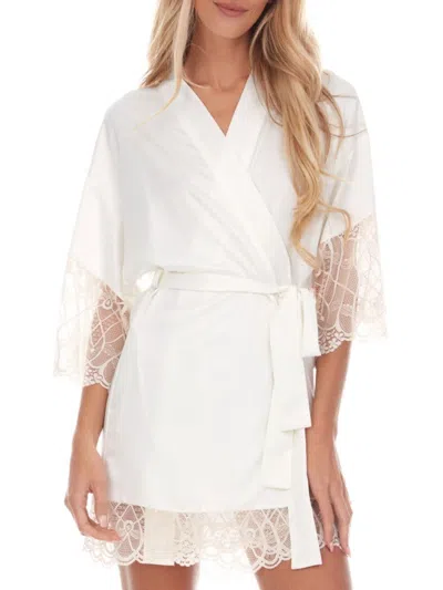Flora Nikrooz Victoria Solid Charmeuse Wrap Robe In Ivory