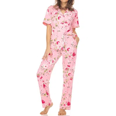 Flora Nikrooz Women's Printed Notch Collar Pajama Set In Pink
