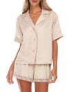 Flora Nikrooz Selena Satin Short Pajama Set In Almond