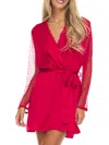 Flora Nikrooz Showstopper Womens Mesh Inset Cover Up Robe In Apple