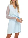 Flora Nikrooz Women's Showstopper Metallic Self Tie Cover Up Robe In Light Blue
