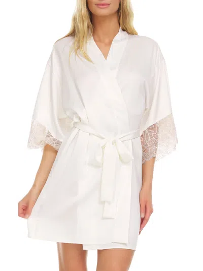 Flora Nikrooz Women's Sydney Charmeuse Wrap Robe In White