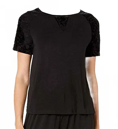 Flora Nikrooz Women's Velvet Burnout Short Sleeve Pajama Top In Black