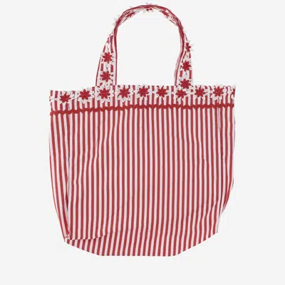 Flora Sardalos Cotton Shoulder Bag With Striped Pattern In Red