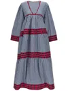 Flora Sardalos Striped Cotton Long Sleeve Maxi Dress In Blue
