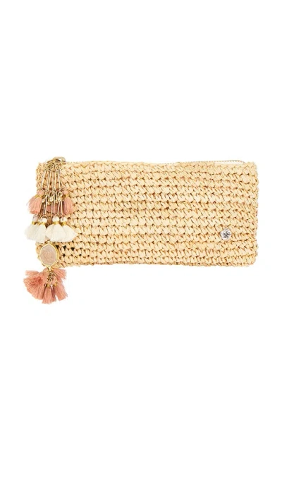 Florabella Alegre Crochet Raffia Clutch In Brown