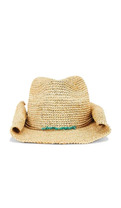 Florabella Tanya Crochet Raffia Cowboy Hat In Neutral