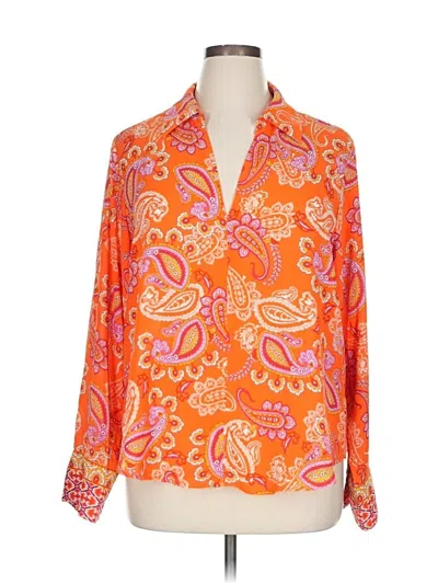 Pre-owned Floral & Ivy Long Sleeve Blouse In Orange