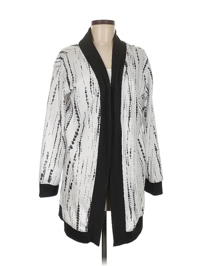 Pre-owned Floral Blooming Cardigan Sweater In White