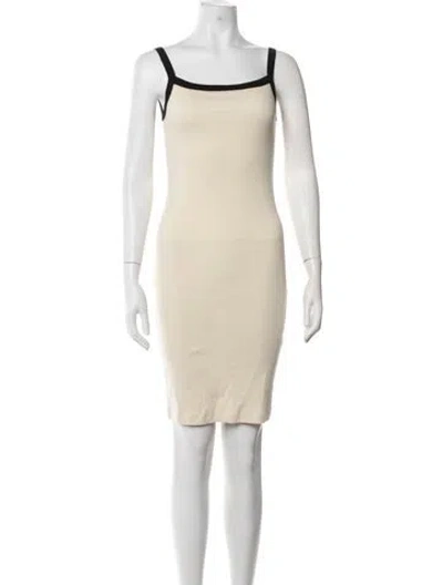 Pre-owned Flore Flore Bateau Neckline Knee-length Dress In Neutrals